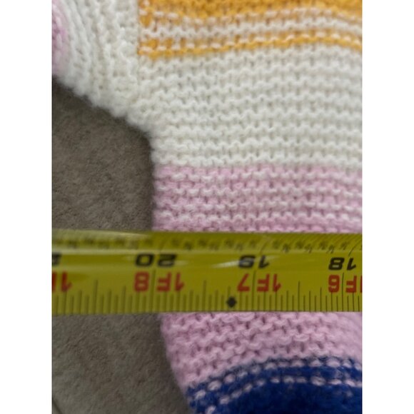 Old Navy Festive Craft Rainbow Striped Sweater - Cozy Knit Blend Vibrant Colors - Picture 3 of 8